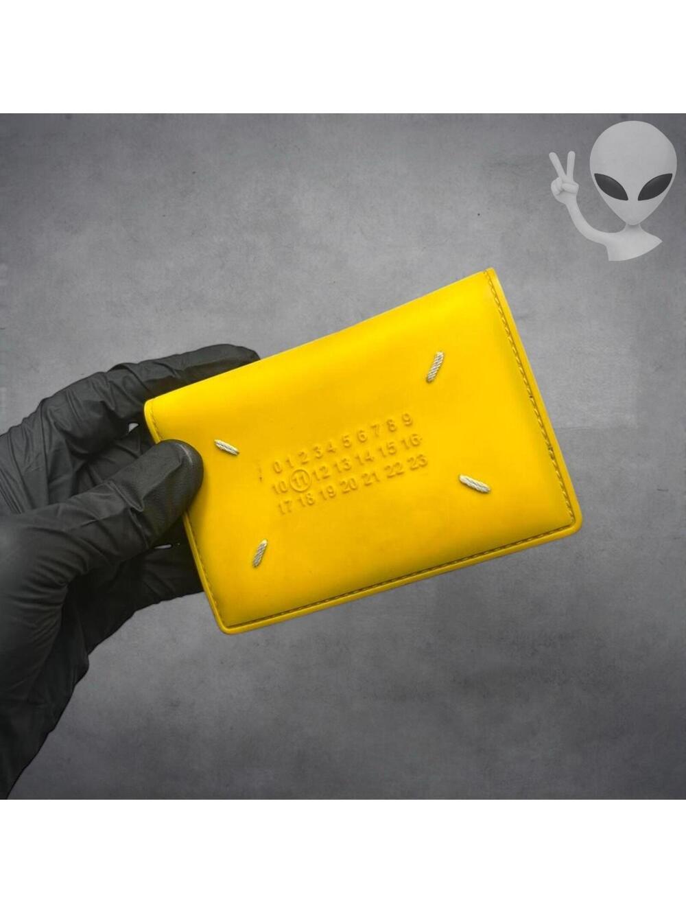 Maison Margiela Yellow Rubberised Calf Leather Four Stitches Cardholder Wallet